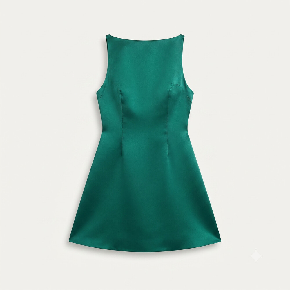 Women's Lulus Cody A-Line Mini Satin Fit and Flare Mini Cocktail Dress Emerald S